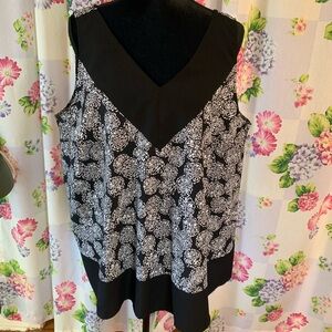 Lane Bryant Black and White Floral Blouse
